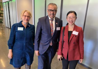 Dr Anette Hulth (Public Health Agency of Sweden), Dr Tedros Adhanom (WHO) and Dr Junxia Song (FAO) at the second in-person meeting of the Global Leaders Group on AMR