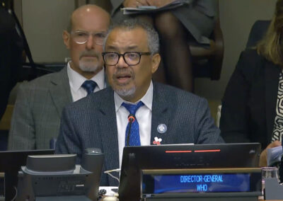 Dr Tedros Adhanom (WHO) in a United Nations meeting